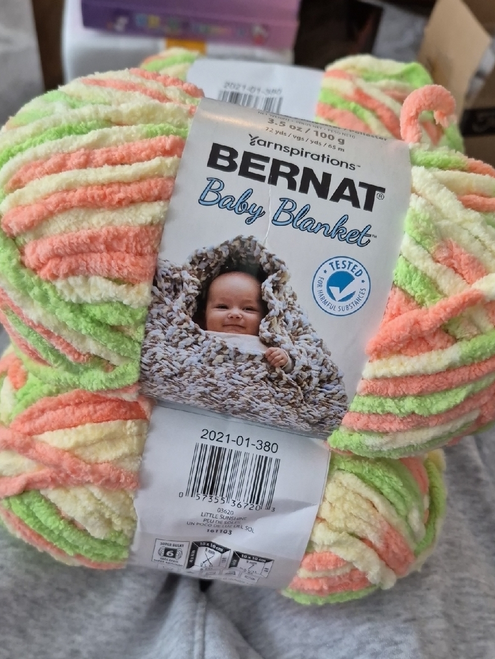 4 Rolls Bernat Baby Blanket Yarn - Pastel Multicolor "Little Sunshine" Soft